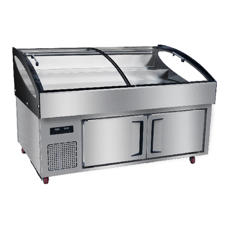 Réfrigérateur de cuisine à comptoir de glace en acier inoxydable à trois couches de 1,8 m