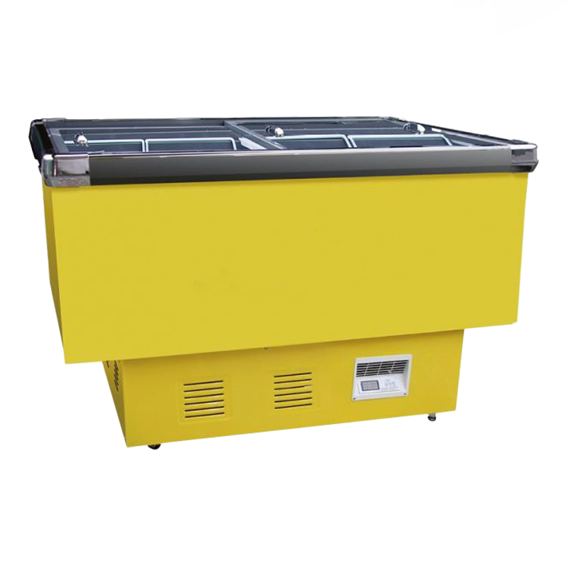 Vitrines d'îlots réfrigérés à fond plat